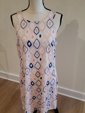 Jean - Pierre KLIFA Sleeveless Muted Peach & Blue Shift Dress